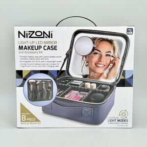 Nizoni Light-Up LED Mirror Makeup Case and Accessory Kit USB Sealed